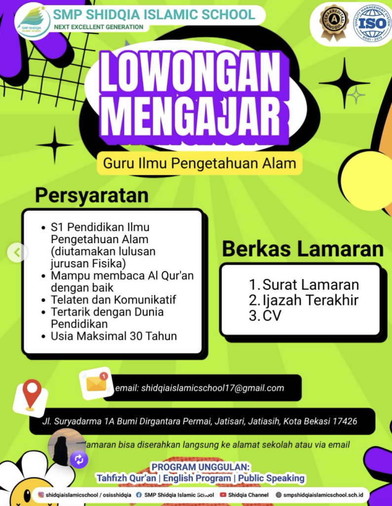 Lowongan Mengajar (Guru IPA)